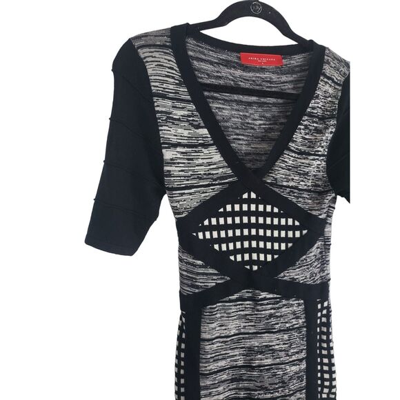 Akira Chicago Red Label Mini Dress M Womens V Neck Color Block Half Sleeve - Picture 3 of 11